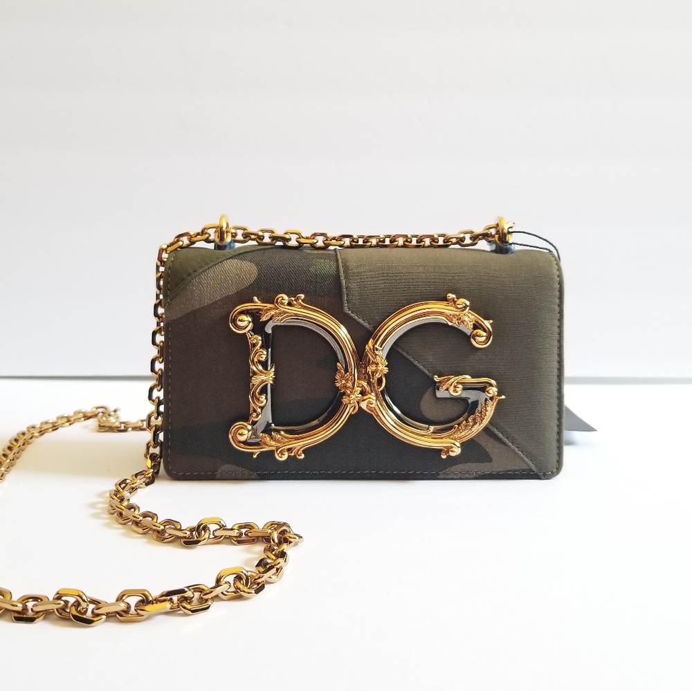 Dolce&Gabbana Mini DG Girls Camouflage Crossbody Bag Khaki Military Green - Picture 3 of 10